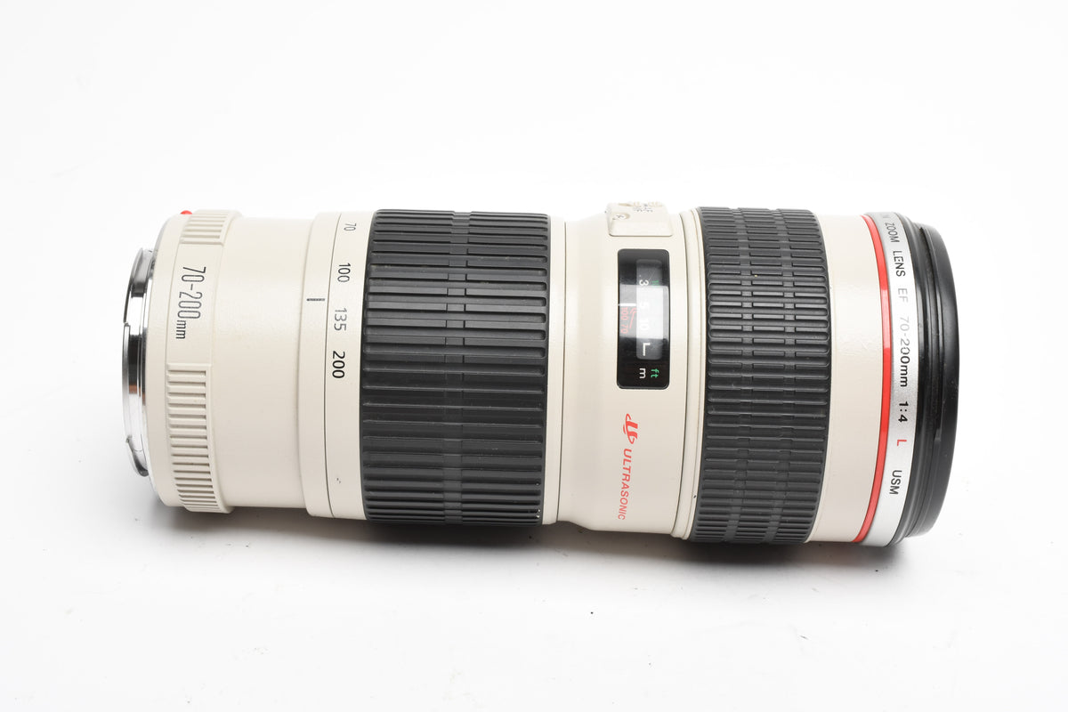 Canon EF 70-200mm f4L USM zoom lens, caps, hood, pouch, Great!