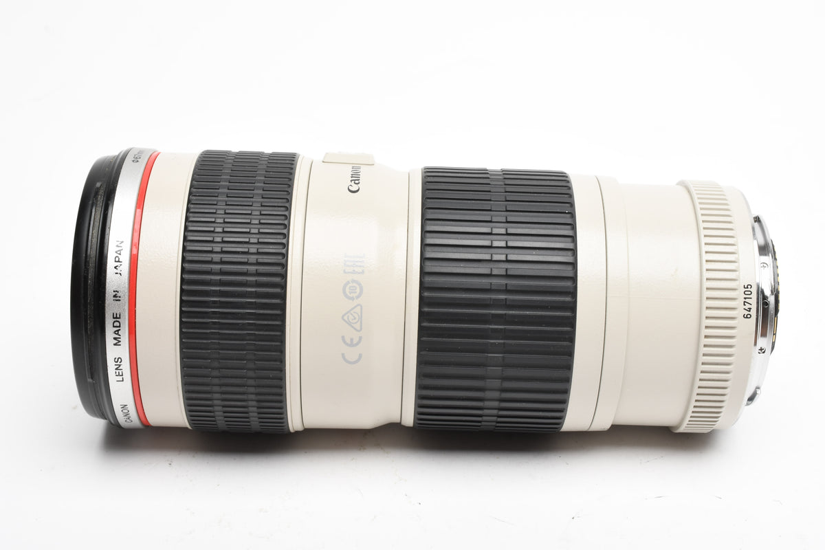 Canon EF 70-200mm f4L USM zoom lens, caps, hood, pouch, Great!