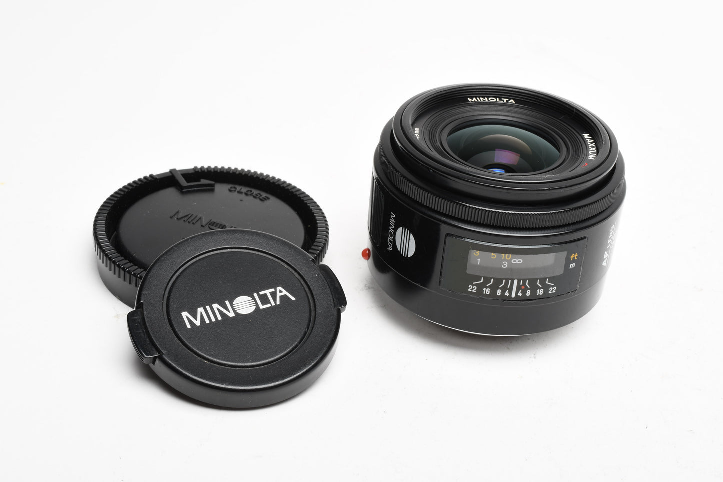 Minolta Maxxum AF 28mm f2.8 prime lens, caps, Sony A-Mount