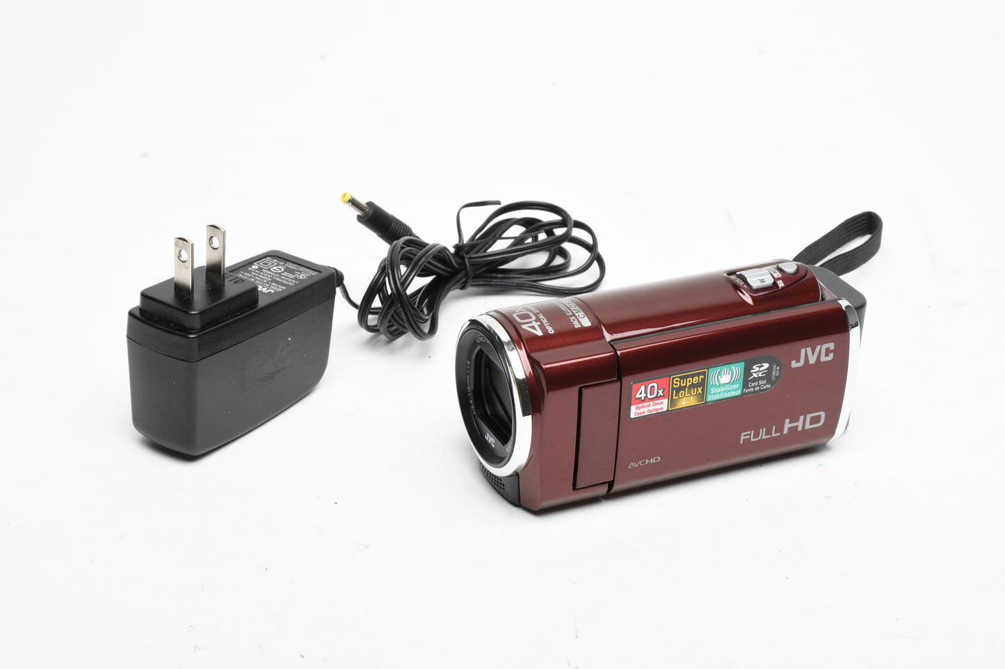 JVC GZ-E100 Camcorder - Red, w/Battery + AC Adapter/charger