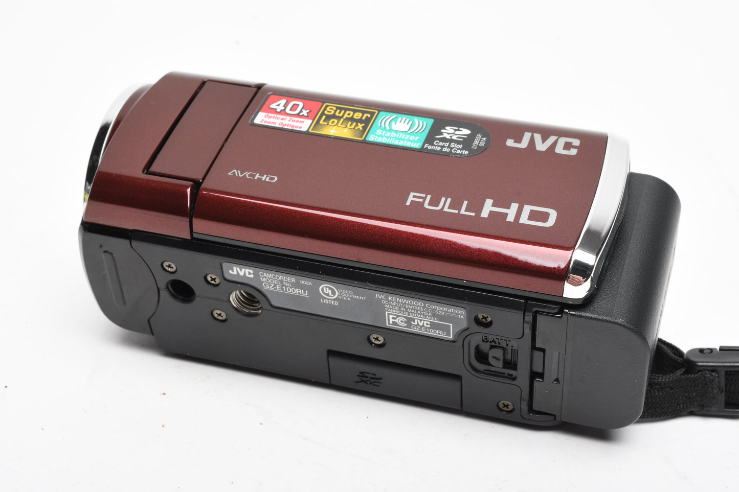 JVC GZ-E100 Camcorder - Red, w/Battery + AC Adapter/charger