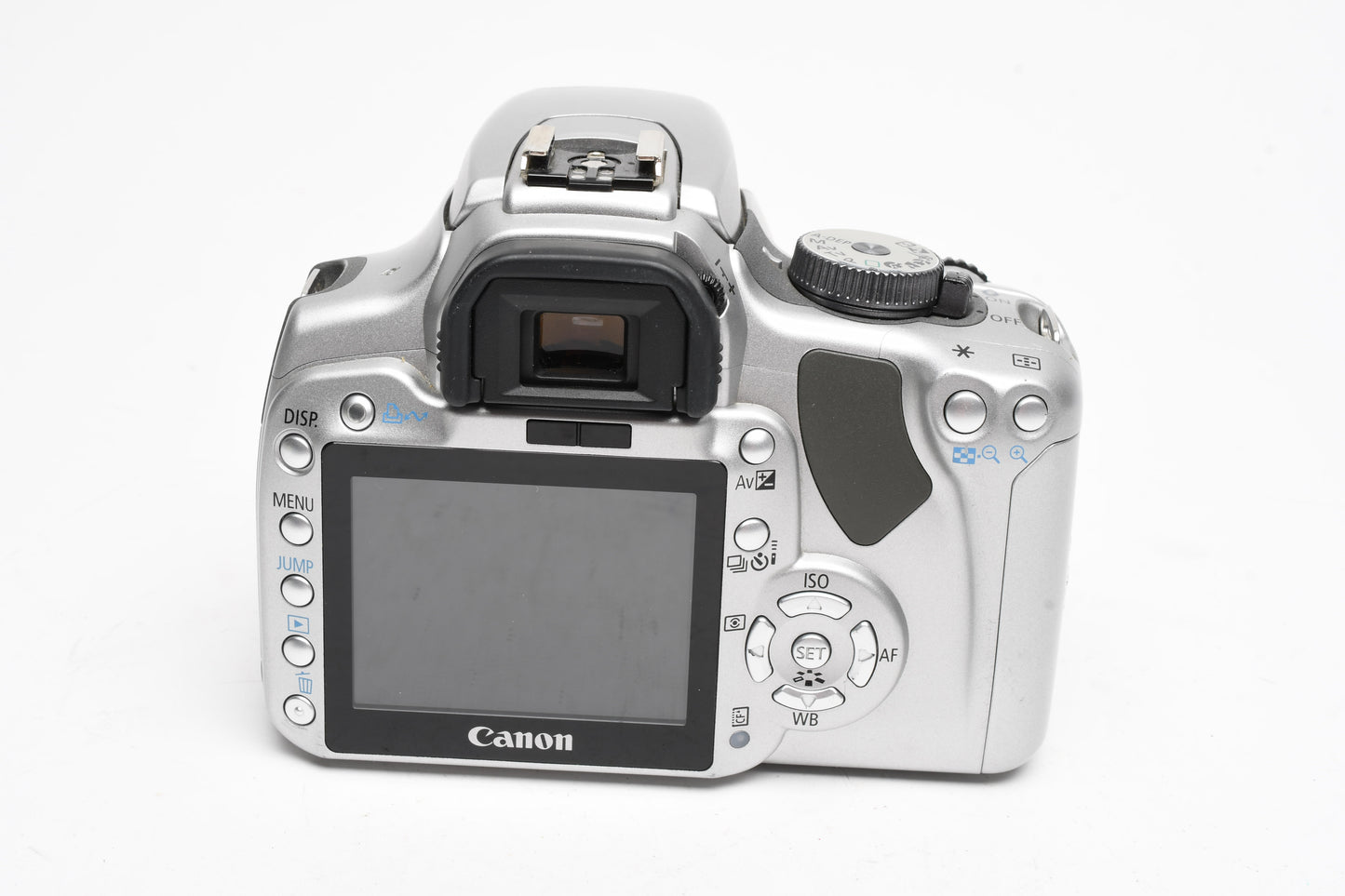 Canon Rebel XTi Silver DSLR w/18-55mm f3.5-5.6 II Zoom Lens, UV, Strap, Batt, Charger