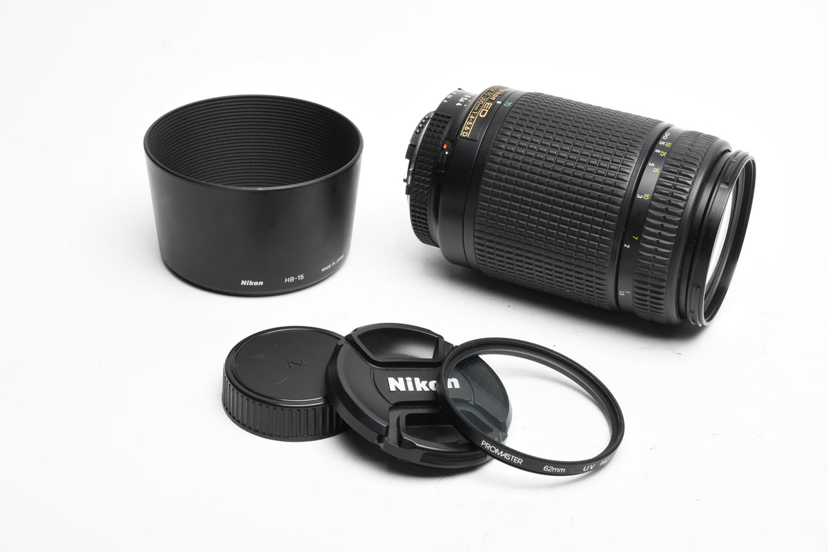 Nikon AF Zoom Nikkor 70-300mm f4-5.6G zoom, Hood+Caps+UV Clean!