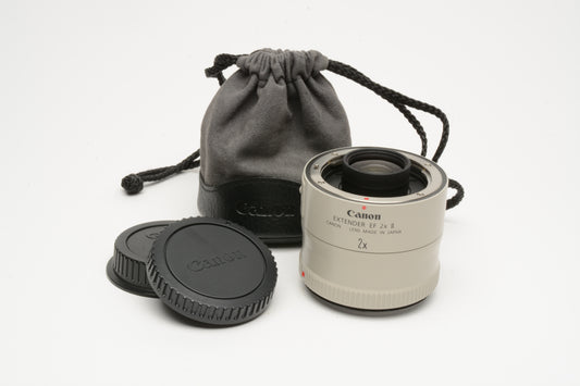 Canon EF 2X II extender teleconverter w/caps, pouch, Mint-