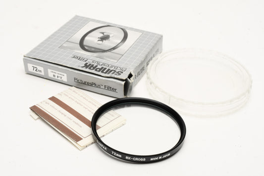 Sunpak 72mm 8x-Cross (Star) Filter in jewel case and box - mint-