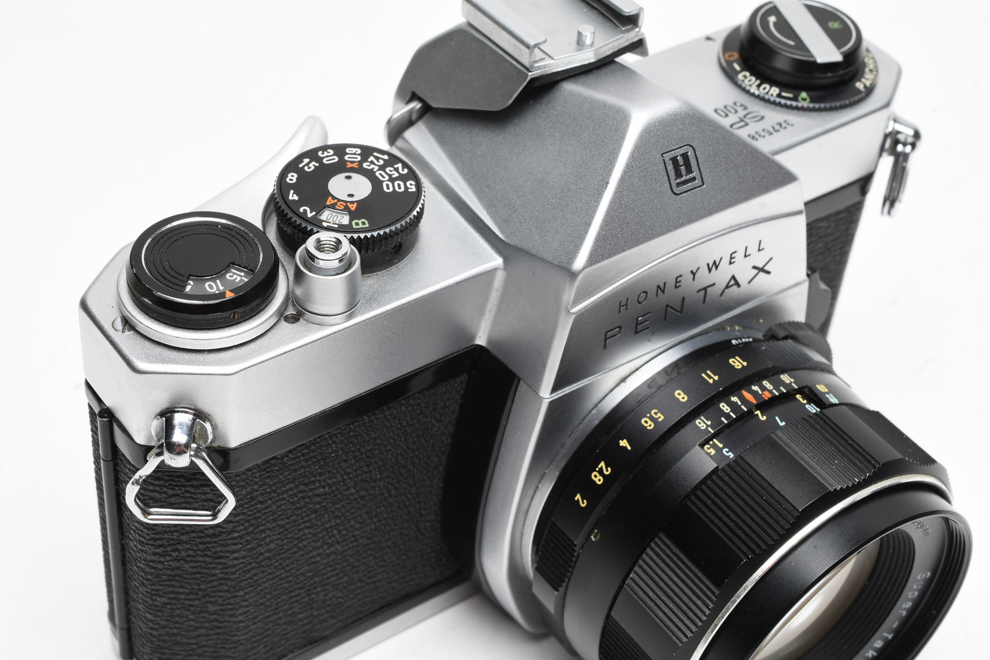Pentax Honeywell SP 500 SLR w/55mm f2 Lens, Skylight, Strap, Clean!
