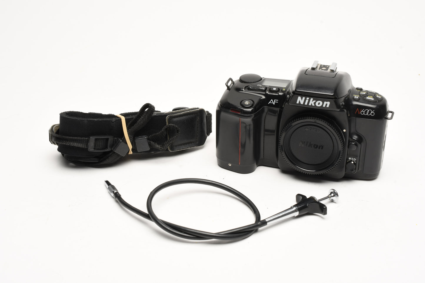 Nikon N6006 35mm SLR body, cap, strap, cable release - tested & clean