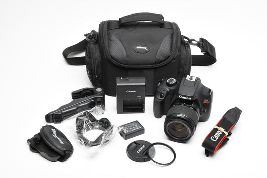 Canon EOS Rebel T100 DSLR w/EFS 18-55mm f3.5-5.6 zoom Bundle, Only 1960 Acts!