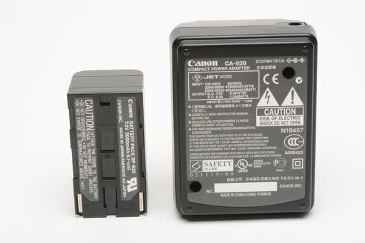 Canon CA-920 Genuine Charger For Canon BP-900 series batteries + BP-930 battery