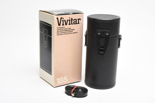 Vivitar 185 Hard lens case, New in box w/strap 8" tall x 3.25" wide