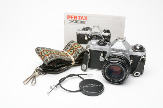 Pentax ME Super 35mm SLR w/50mm f1.7 lens, new seals, clean, accurate + manual