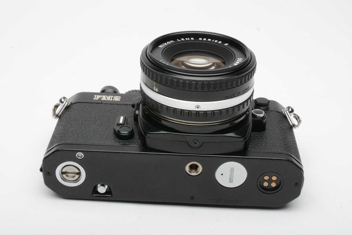 Nikon FM2 N Black 35mm SLR Body w/Nikon 50mm f1.8 Series E AI lens, new seals