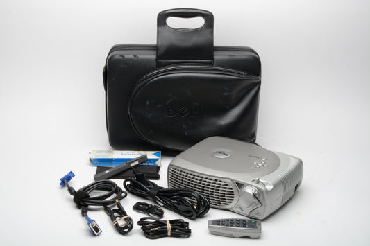 Dell 2200MP DLP Projector, Remote, laser pointer, manual, AV cables, case, Tested