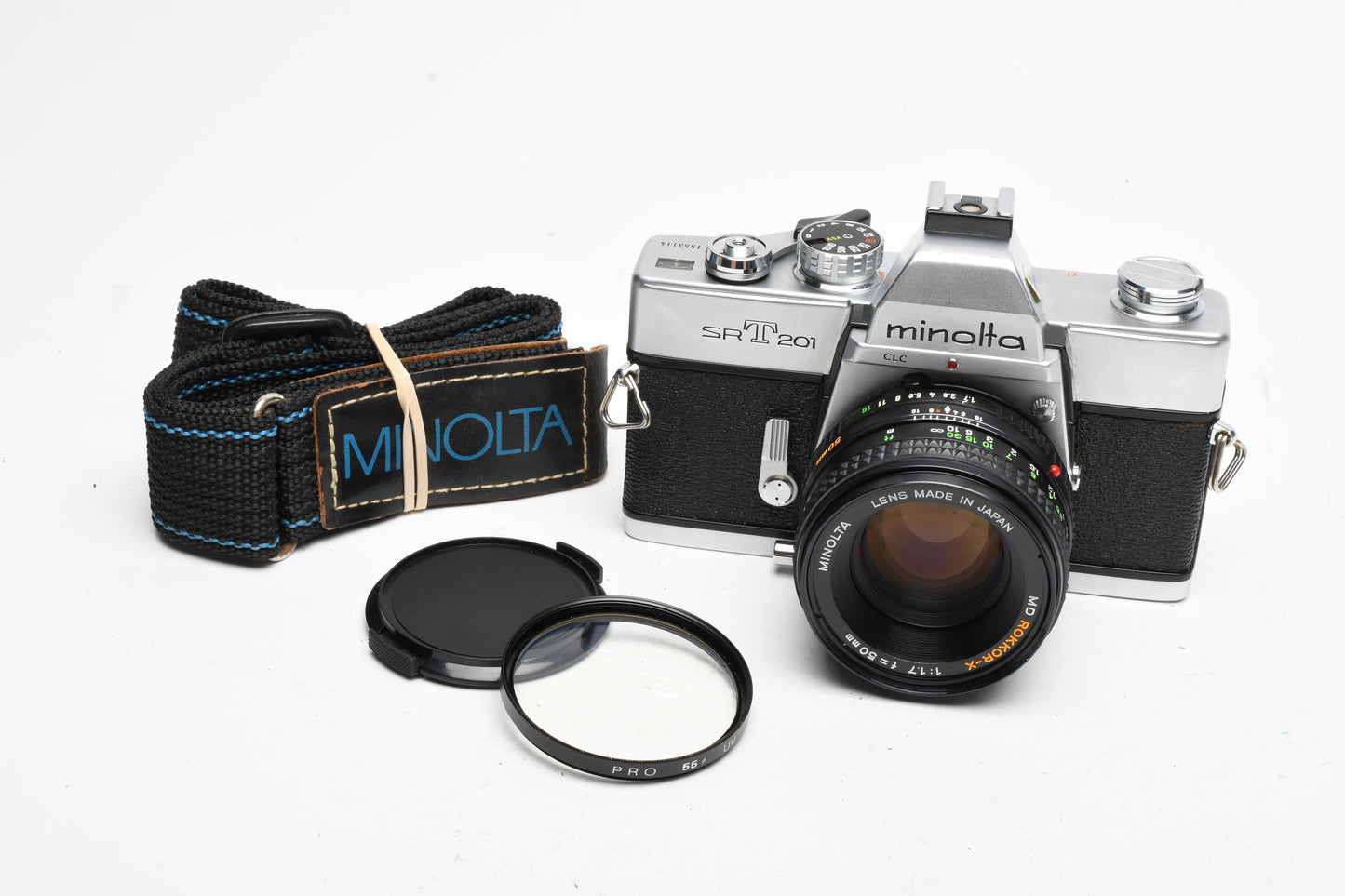 Minolta SRT-201 35mm SLR w/Rokkor-X 50mm f1.7 lens, new seals, tested