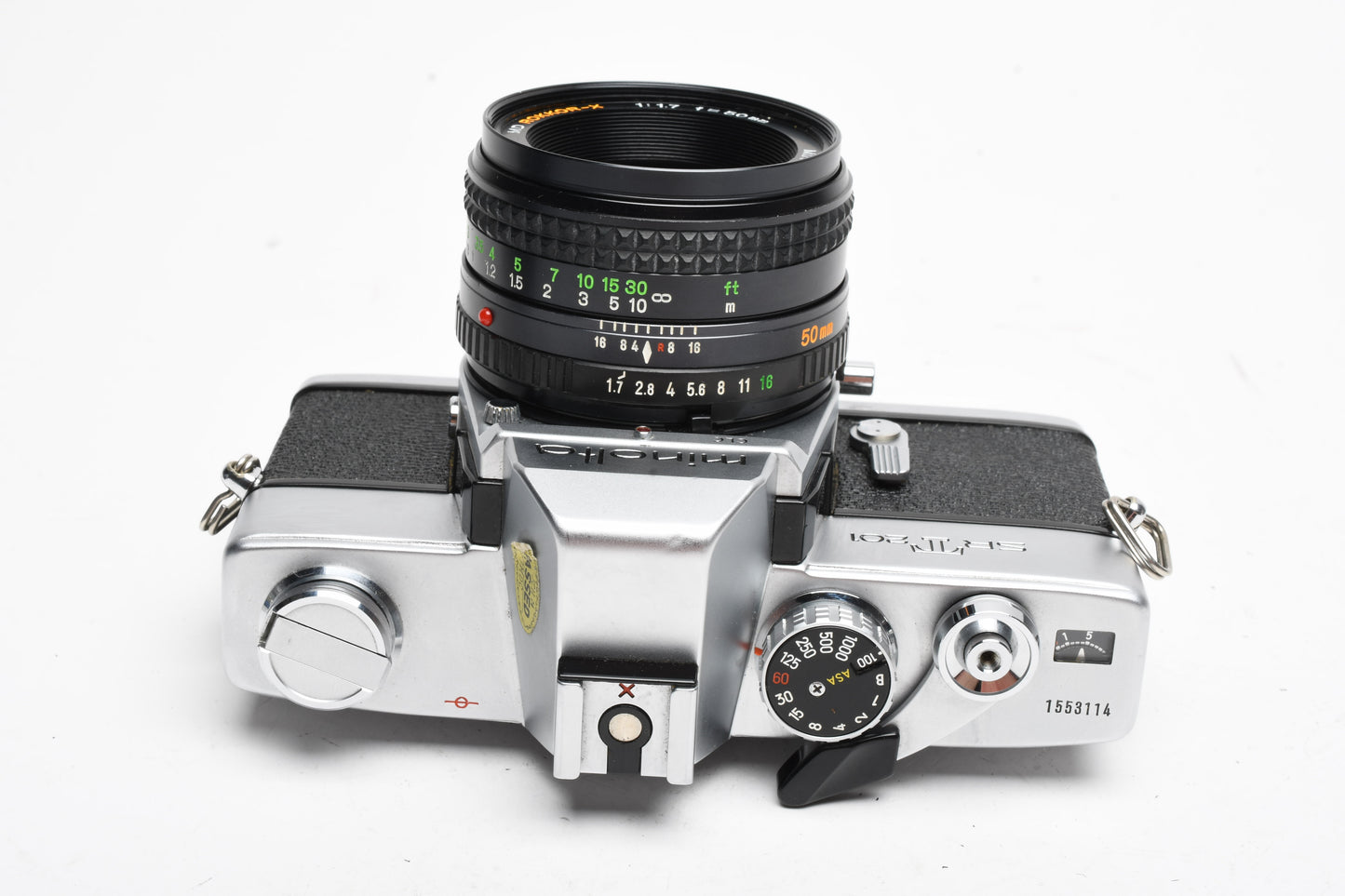Minolta SRT-201 35mm SLR w/Rokkor-X 50mm f1.7 lens, new seals, tested