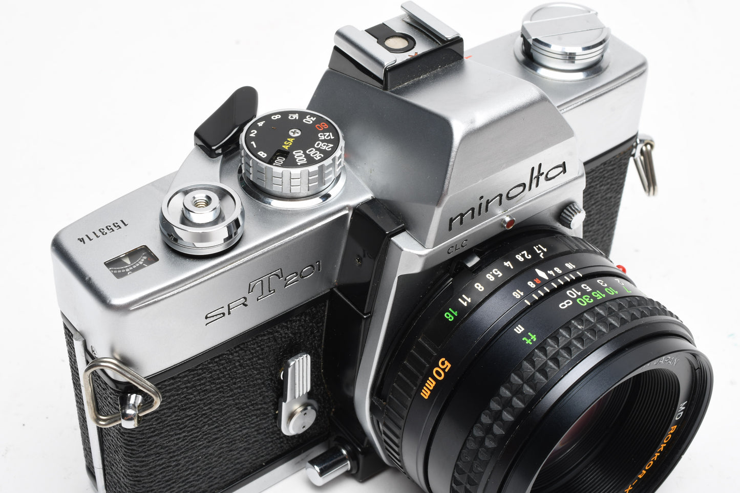 Minolta SRT-201 35mm SLR w/Rokkor-X 50mm f1.7 lens, new seals, tested