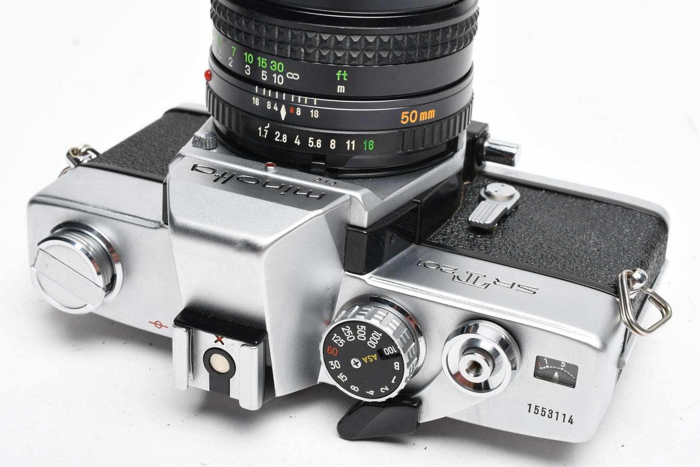 Minolta SRT-201 35mm SLR w/Rokkor-X 50mm f1.7 lens, new seals, tested