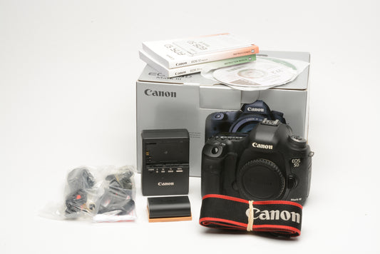 Canon EOS 5D mark III body, boxed, batt+charger+manuals+cables+strap 166K acts