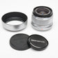 Olympus M. Zuiko 25mm f1.8 MSC lens (Silver), caps, hood, Clean