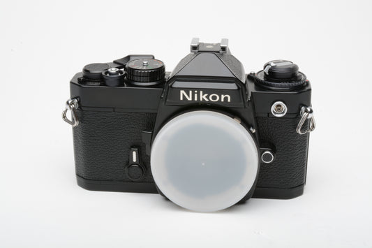 Nikon FE Black 35mm SLR body, new seals, very clean, nice!