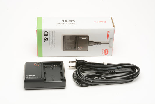 Canon CB-5L Battery Charger, power cord, NIB Genuine Canon