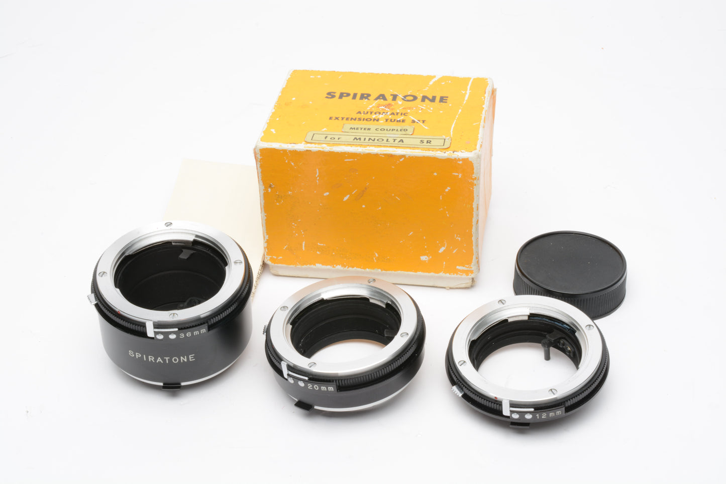 Spiratone Auto Extension Tube set in box (12, 20, 36mm) for Minolta SR mount