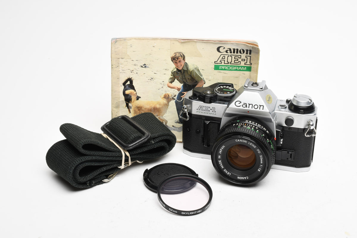 Canon AE-1 Program 35mm SLR Camera w/50mm f1.8, New Seals, Manual, Nice