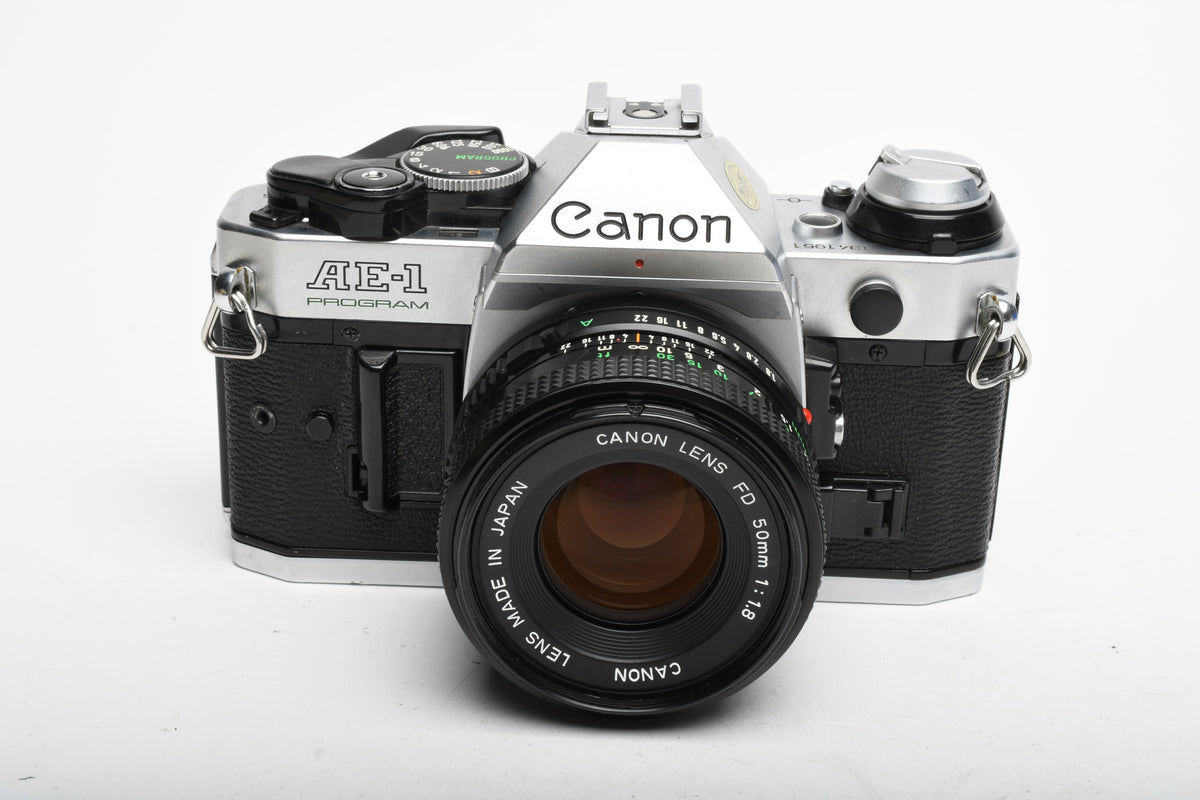 Canon AE-1 Program 35mm SLR Camera w/50mm f1.8, New Seals, Manual, Nice