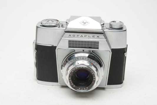 Agfa Agfaflex 35mm Film Camera w/Apotar 50mm f2.8 Lens, case, Parts/Repair