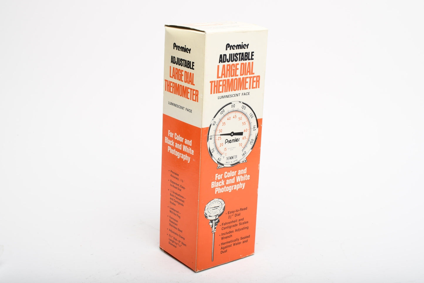 2.5" Premier Dial thermometer w/8" post + tray clip