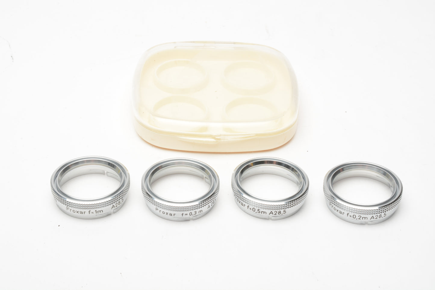 4X Zeiss Ikon Close-Up Lens Set Proxar f=0.2m f=0.3m f=0.5m f=1m A28.5mm in case