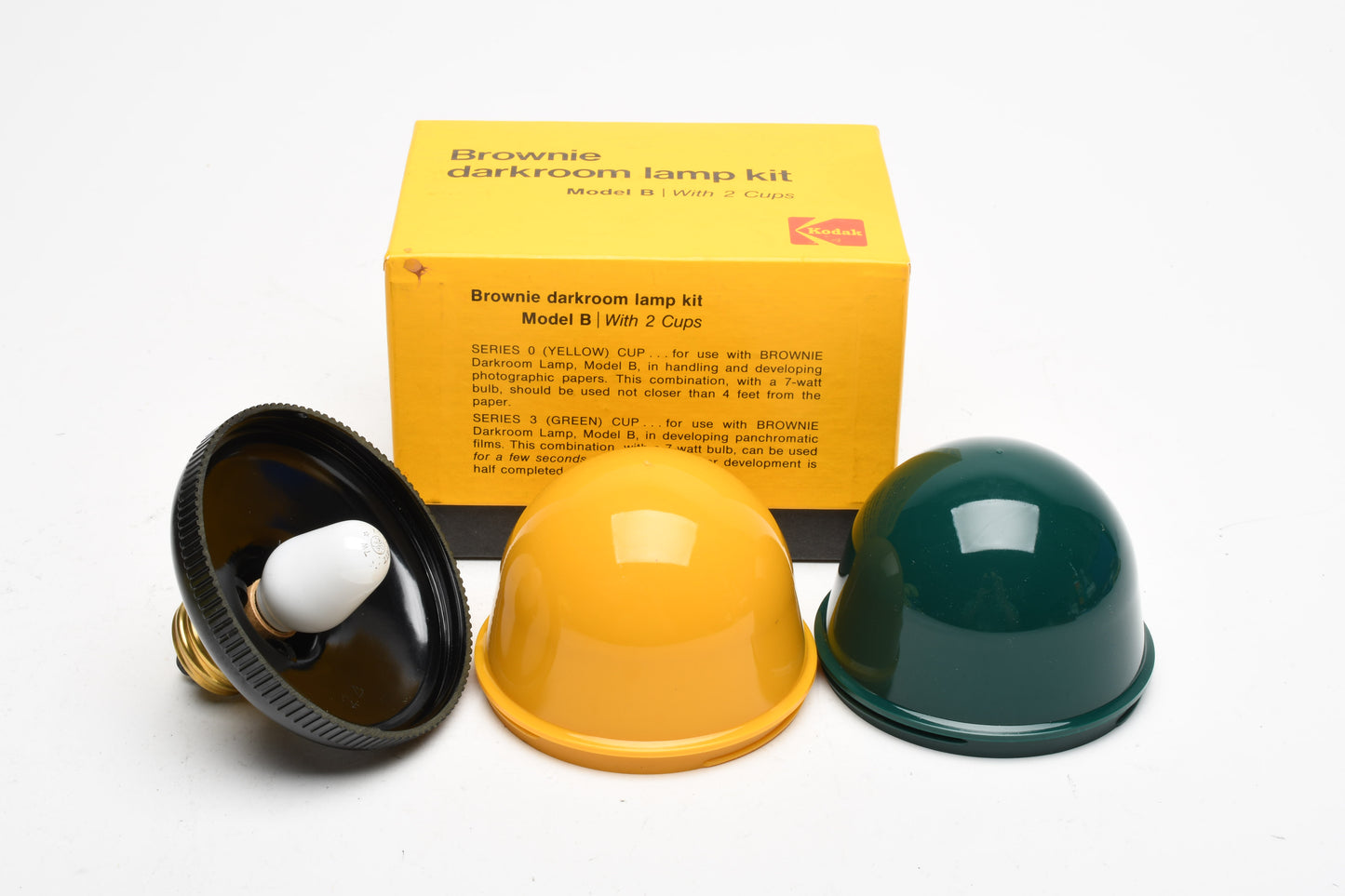 Kodak Brownie darkroom safelight model B w/2 cups (Yellow/Green) Clean!