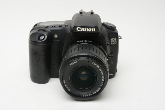 Canon EOS 20D DSLR w/18-55mm f/3.5-5.6 Lens, 3X Batts, 4GB CF Card, Boxed