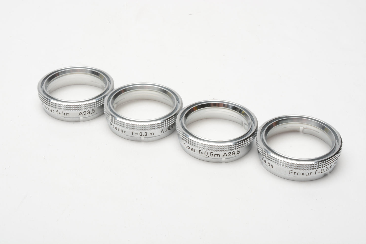 4X Zeiss Ikon Close-Up Lens Set Proxar f=0.2m f=0.3m f=0.5m f=1m A28.5mm in case
