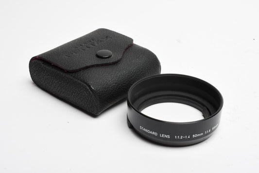 Asahi Pentax Lens Hood for 50mm 1.4, 1.2, 55mm Snap on, with Case, Very clean