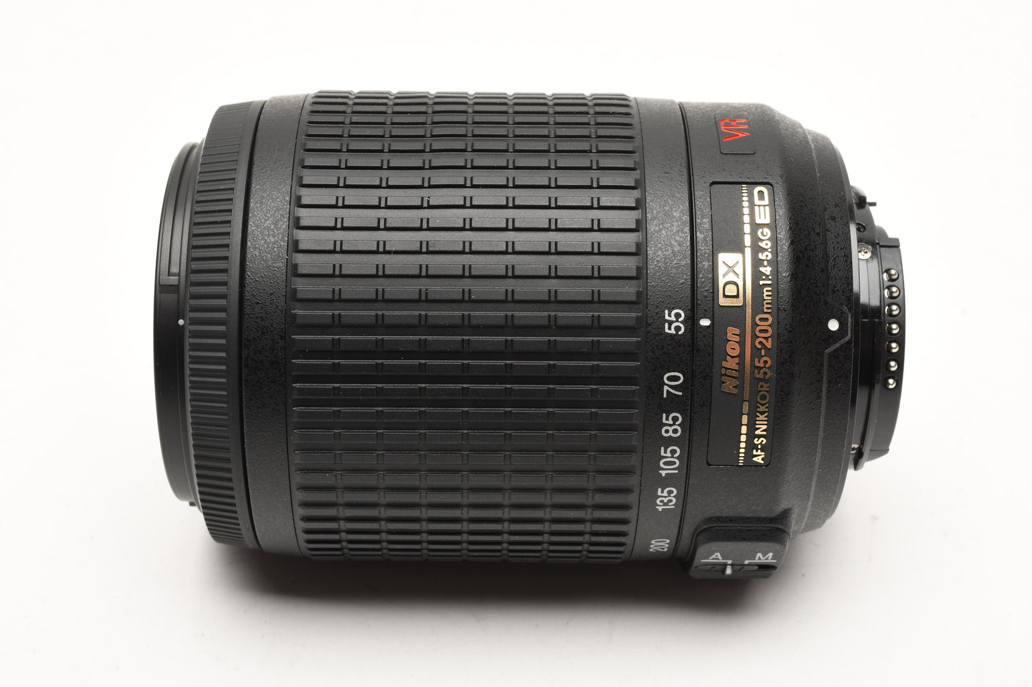 Nikon AFS Nikkor 55-200mm F4-5.6G ED DX VR zoom lens, caps, hood, pouch, Mint-