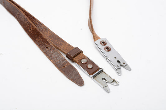 Rollei original thin leather camera strap w/crocodile metal clips