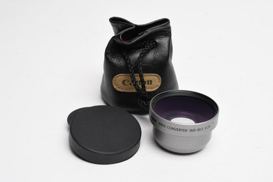 Set of 2:  Canon TL-30.5mm 1.9x Tele Converter & WD-30.5mm .7X w/Pouches