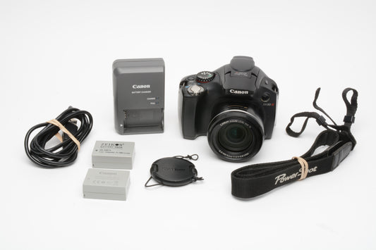 Canon PowerShot SX30IS 14.1MP Digital Point&Shoot w/2 batts, charger, USB, NIce!