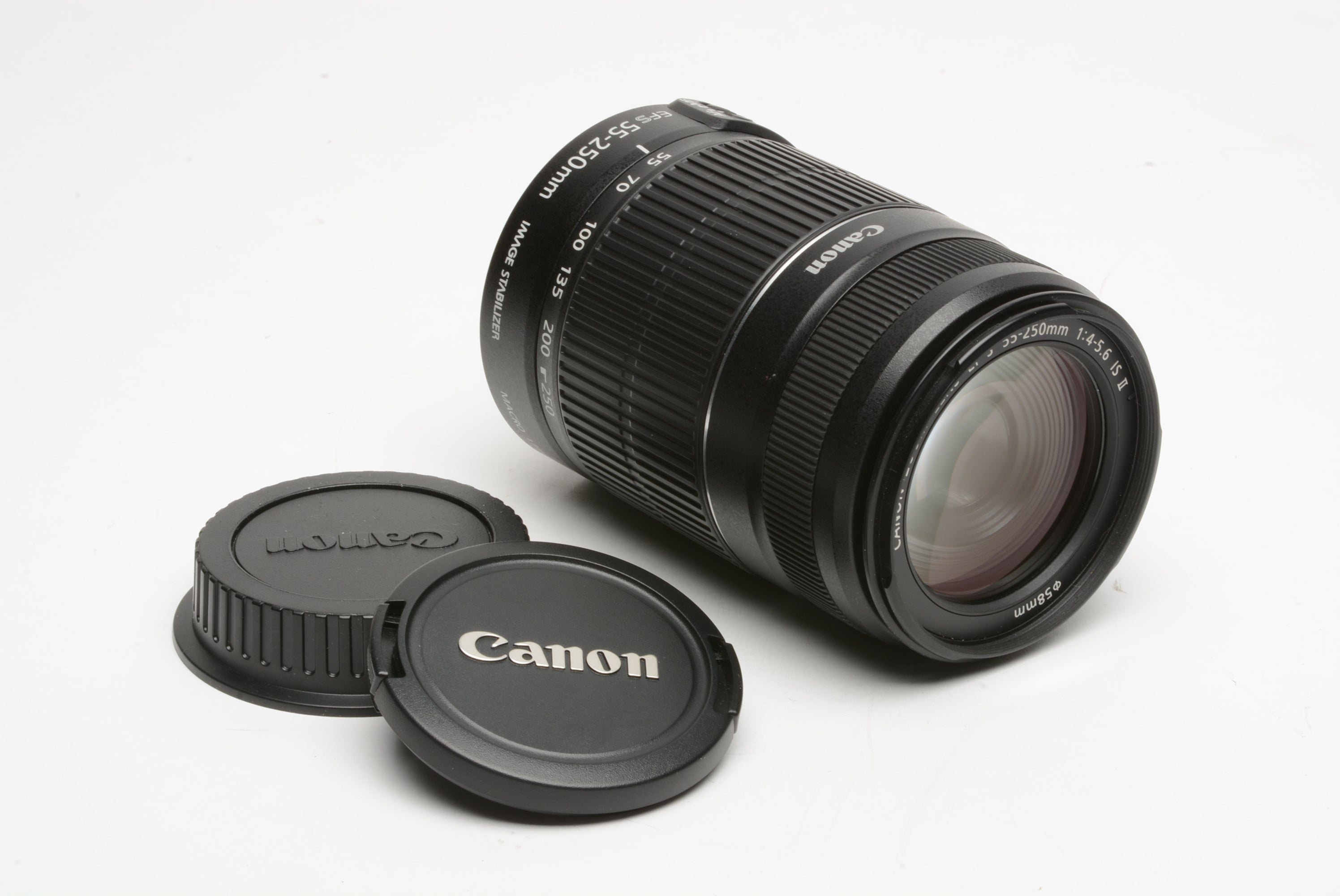 Canon EF-S 55-250mm f4-5.6 IS II zoom lens, caps, very clean