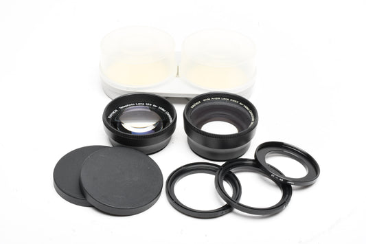 Raynox AF1010 Tele & Wide Video Kit Auto Focus 0.65x 1.5x w/adapter rings