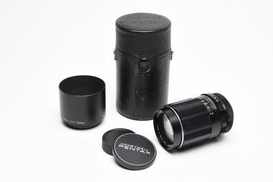 Pentax Super MC Takumar 135mm f3.5 M42 Mount lens, case, hood, caps, Mint-