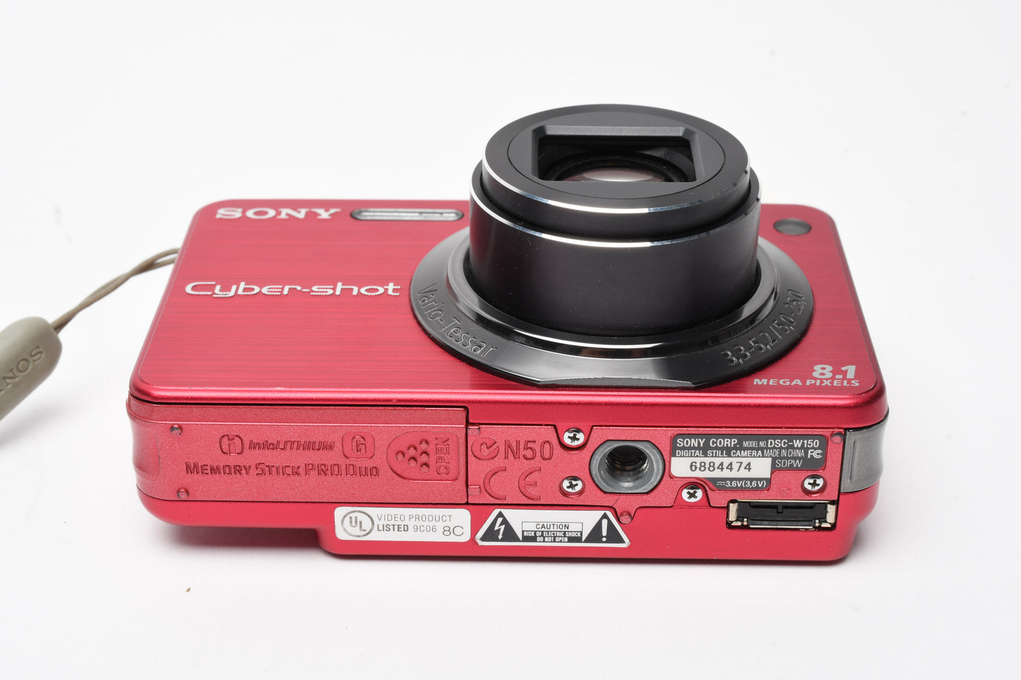 Sony DSC-W150 8.1MP Digital Point&Shoot camera (Red) case+batt+charger+card