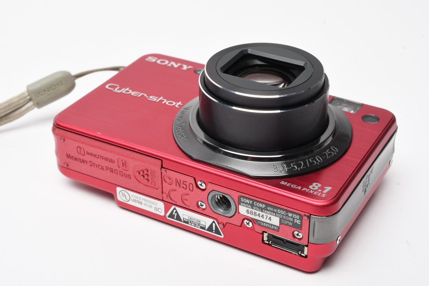 Sony DSC-W150 8.1MP Digital Point&Shoot camera (Red) case+batt+charger+card