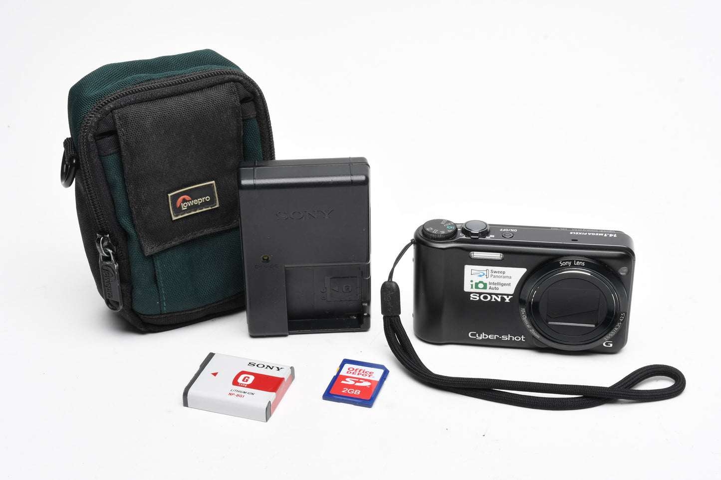 Sony Cybershot DSC-H55 14.1 MP Point&Shoot digital bundle, tested, Case