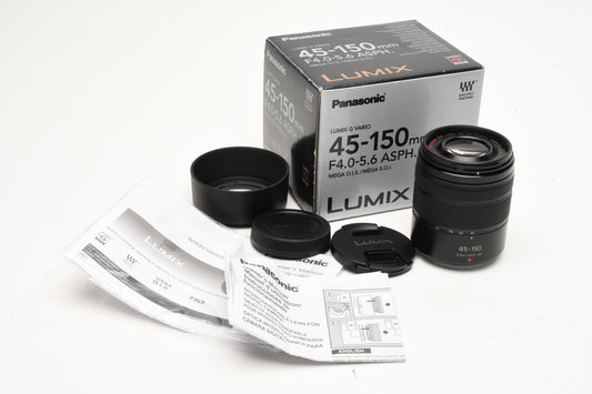 Panasonic Lumix G Mega O.I.S. 45-150mm f4-5.6 H-FS45150, Mint-