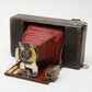 Ansco #4 Vintage red bellows camera w/Wollensak brass lens, Still works