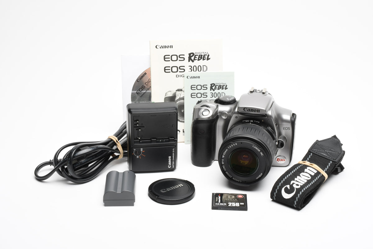 Canon EOS Digital Rebel 6.3MP DSLR w/18-55mm, Batt+Charger+CF+Manuals, Great