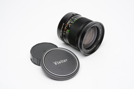 Vivitar 28mm F2.5 wide angle lens for Konica AR Mount Lens, caps