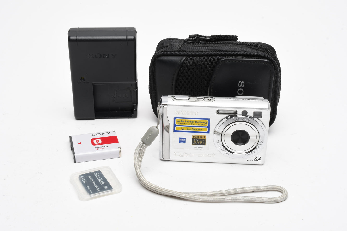 Sony DSC-W80 7.2MP Digital Point&Shoot camera, case+batt+charger, Tested